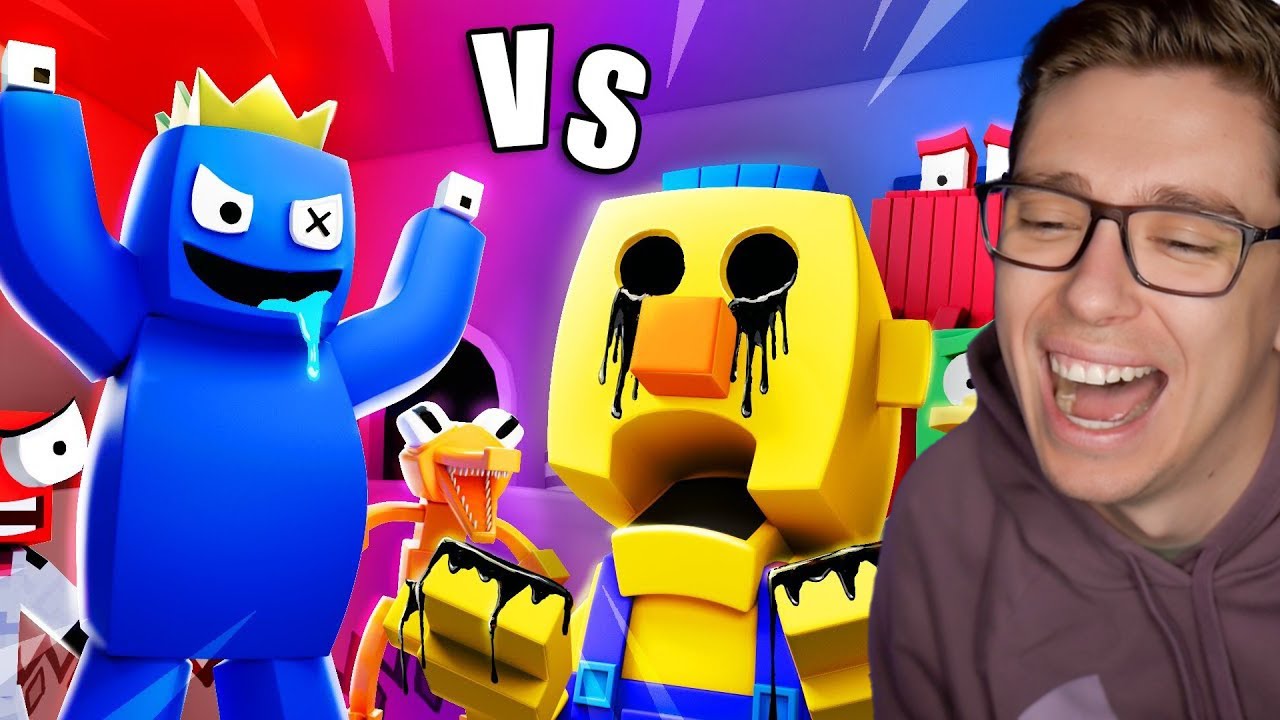 Reacting To RAINBOW FRIENDS vs DONT HUG ME I'm Scared (This is