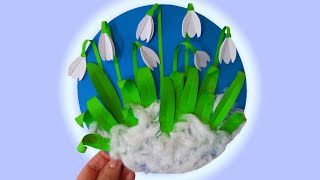 Аппликация ПОДСНЕЖНИКИ из цветной бумаги. Paper snowdrops DIY