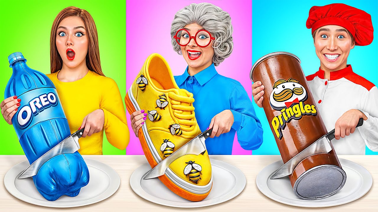 Kidado Yo vs Abuela De Pastel vs Comida Real Desafío | Desafíos Divertidos ...