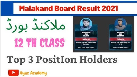 12th Class Result Malakand Board 2021| Top 3 Position Holders