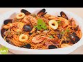 Pasta integral con mariscos | Una receta deliciosa de frutos del mar con espaguetis