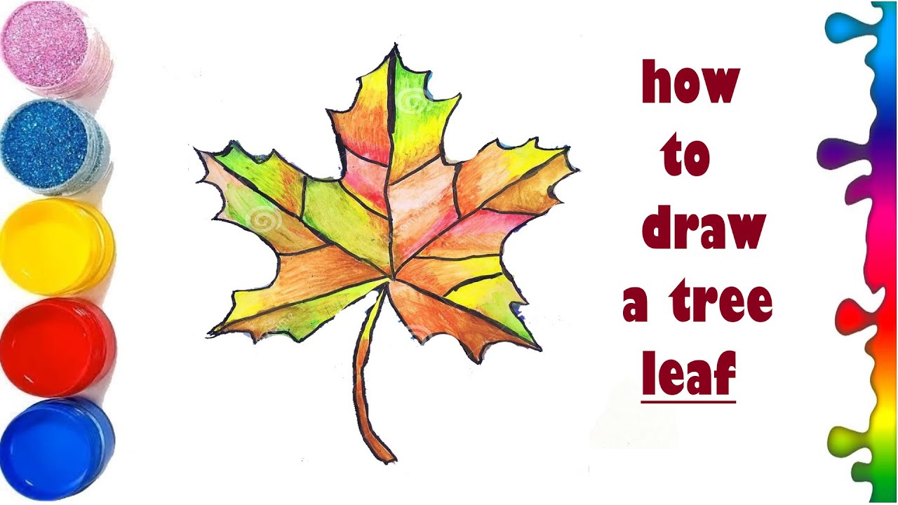 Drawing for kids, how to draw a tree leaf, learn how to draw - YouTube