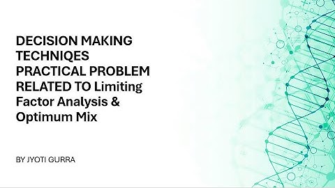 #14 Decision Making Techniques | Limiting Factor Analysis & Optimum Mix | CMA Final | Paper 16