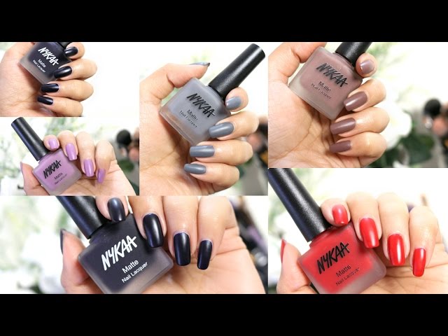 Nail art using NYKAA Matte nail Lacquer shade- Ruby Blaze (120) - YouTube