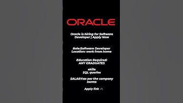 Oracle is hiring for Software Developer | Apply Now 100% verifid jobs....
