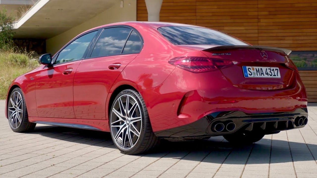 MercedesAMG C 43 (2023) exterior, interior, driving (Hyacinth Red
