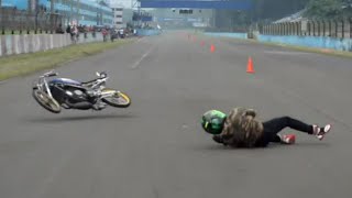Joki ninja pemula jatuh saat start drag bike terbaru