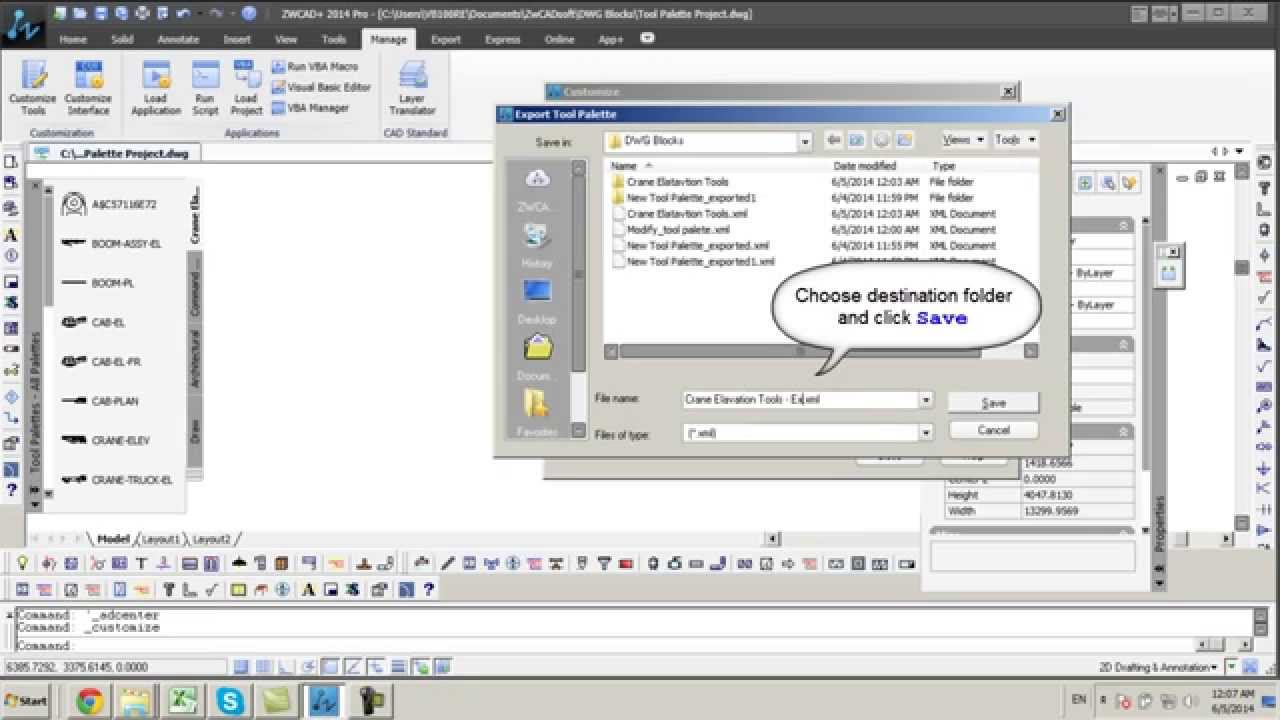 ZwCAD : create a tool palette and customize it