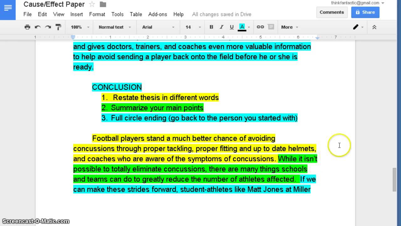 cause and effect paragraph