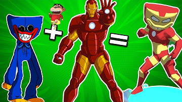 SHINCHAN and CHOP FUSING HUGGY WUGGY WITH IRON MAN |NOOB VS PRO VS HACKER | IamBolt Gaming