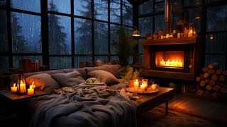 ⛈ Rain & Thunderstorm with Lightning in a Cozy Hut with lots of Candles