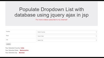 How to Populate Dropdown List with database using ajax jquery in jsp