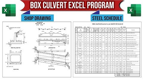 Box culvert Shopdrawing Steel schedule and Concrete quantity in one excel program #SteelSchedule