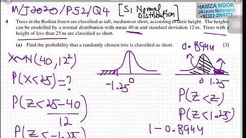 AL Maths 9709 S1 Normal Distribution | MJ 2020 P52 Q4 | Hamza Noor