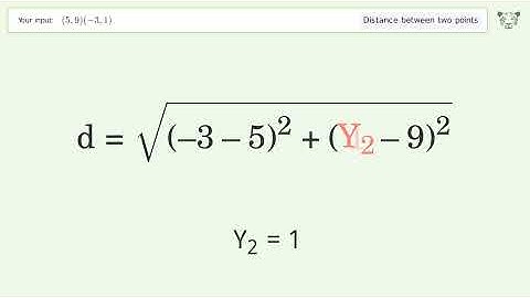 Find the distance between two points p1 (5,9) and p2 (-3,1): Step-by-Step Video Solution