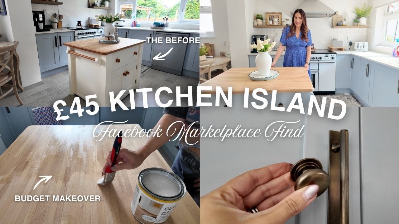 Budget Kitchen Makeover Updates | £45 Facebook Marketplace Kitchen Island Transformation!