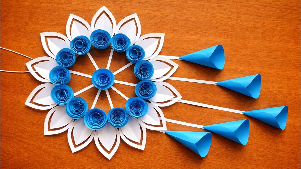 Unique Flower Wall Hanging / how to make paper rose / Easy paper flower / School art and craft