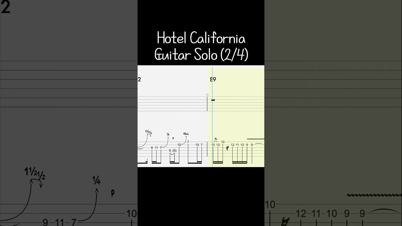 Eagles Hotel California Guitar Solo Tab 2 4 Shorts Hotelcalifornia Guitarsolo