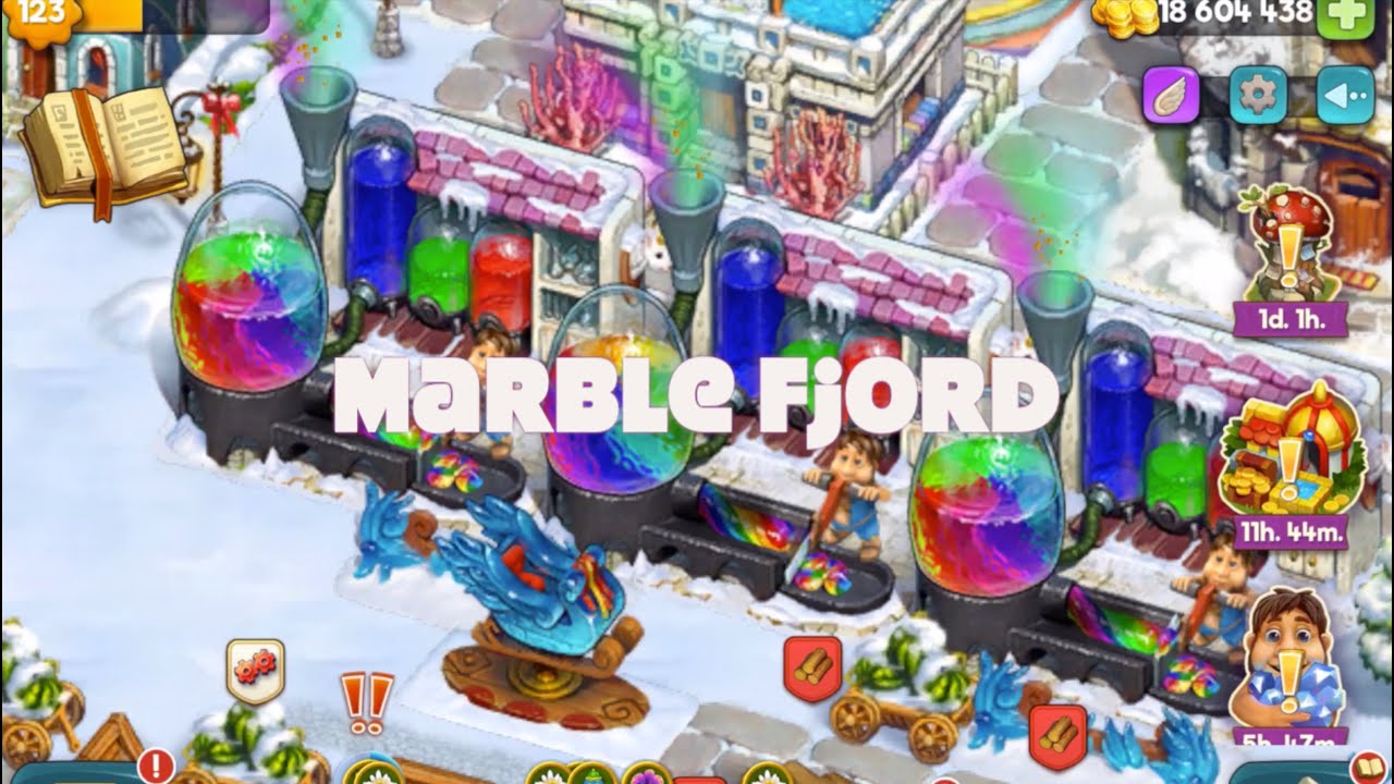 Tribez level 107 Marble Fjord New Graphics Producing resources Coal