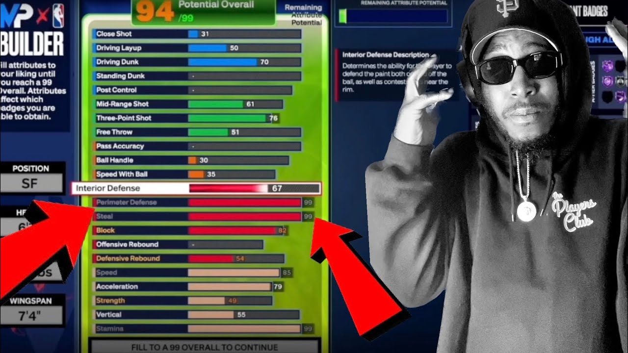 NBA2K24 BEST LOCKDOWN BUILD HOF CLAMPS & GLOVE & 94 FEET BEST BADGES