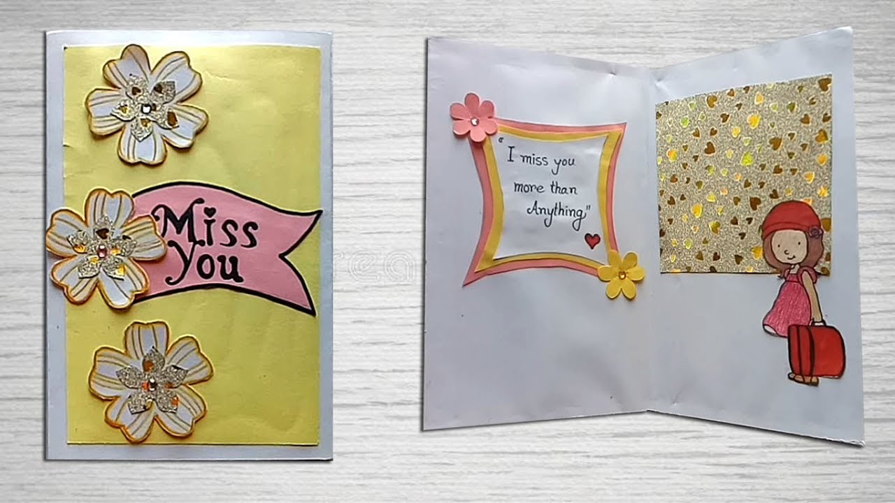 Handmade MISS YOU CARD idea for best friend - YouTube