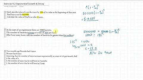 IGCSE - Number - Exponential Growth & Decay Exercise 9.2