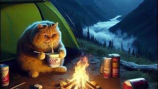 CATS CAMPING IN THE MOUNTAINS