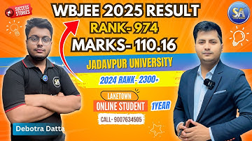 WBJEE 2025 Rank 974 Marks 110.16 Debotra Offline Batch Student from Laketown  WBJEE 2025 Exam Result