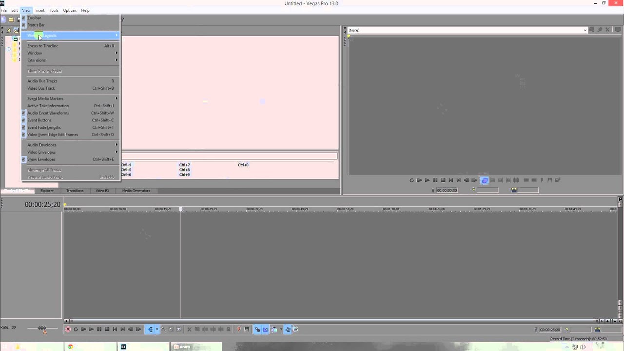 How to reset Sony Vegas Pro 13 Workspace - YouTube