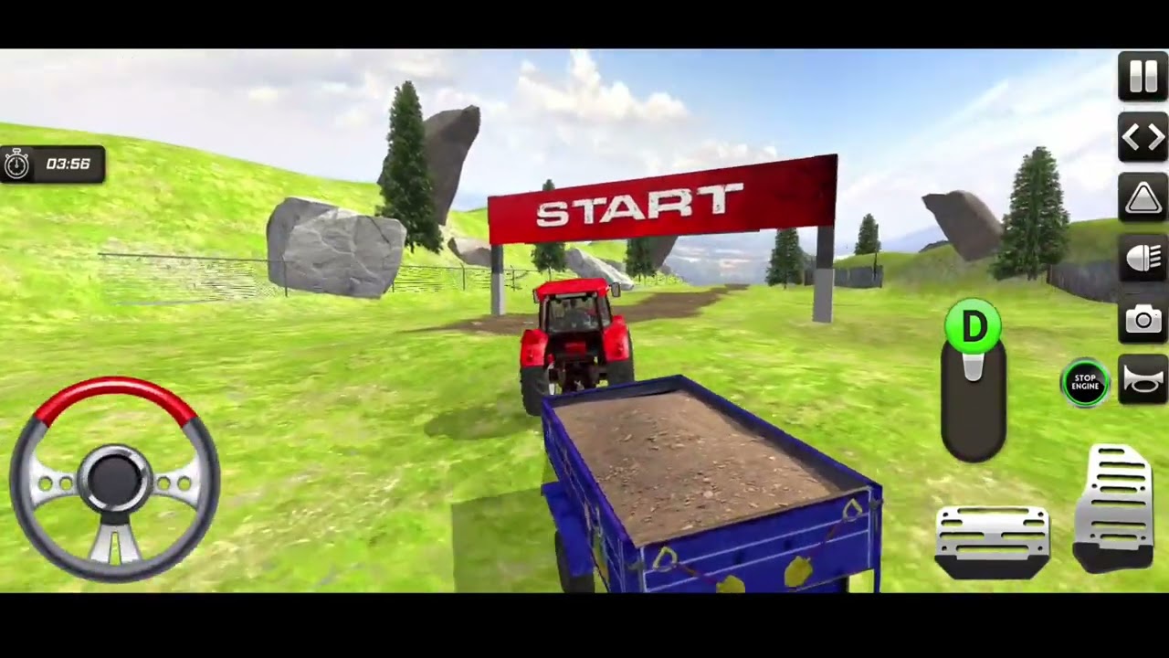 Off road tractor cargo driving (4k 60fps) game play