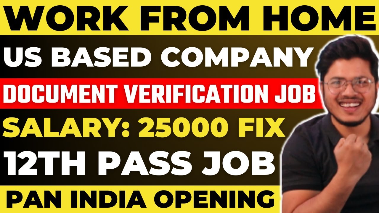 Work from home job for 12th Pass Document Entry job online 12th