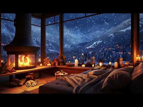 Snowstorm, Breathtaking View, Crackling Fire x Cats - Winter Ambience For Sleep, Relax Or Study