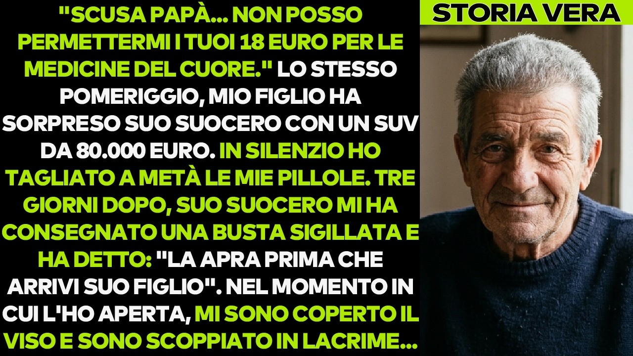 Mio figlio ha comprato a suo suocero un SUV da ottantamila euro e poi mi ha detto che non poteva permettersi i miei diciotto euro di medicine per il cuore. Ve lo ripeto, perché ancora faccio...