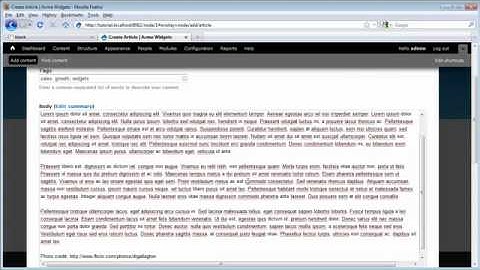 Adding and editing content in Drupal 7