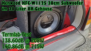 Kenwood KFC W112S 30cm Subwoofer Auto 800W Bass Test im Bassreflex Gehäuse DB Messung