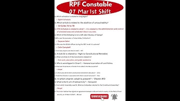 RPF Constable Exam Analysis 2025| RPF Constable Question Paper 2025 | 07 Mar 1st Shift| RPF Question