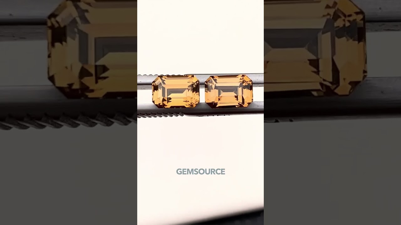 Apricot Chrysoberyl pair, 2 Carats each, emerald cut, Gemstone pairs for earnings.