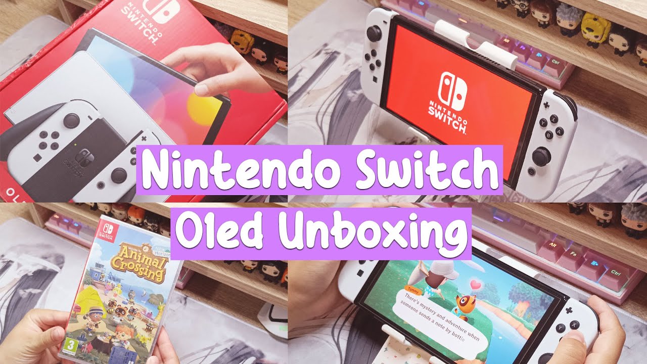 Nintendo Switch Oled ♡ aesthetic unboxing + animal crossing, game play, introvert vlog