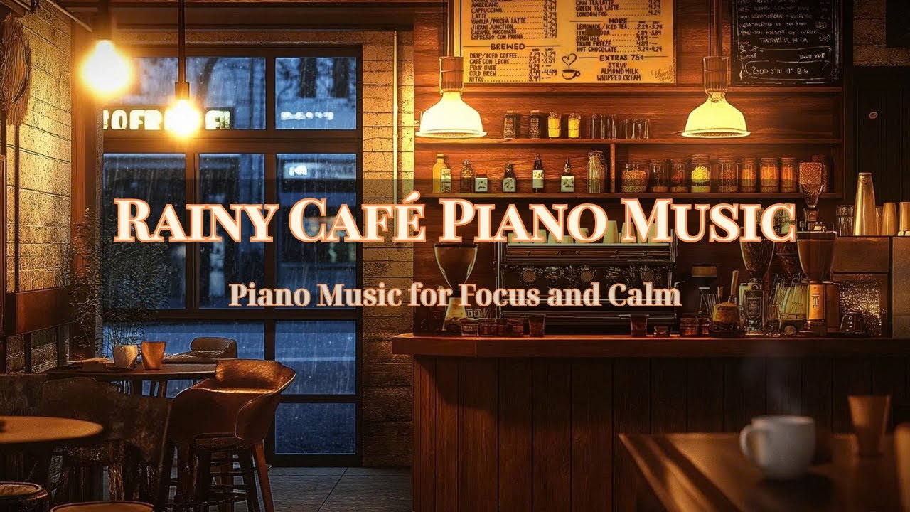 ☕ Rainy Coffee Shop Ambience with Relaxing Piano Music & Rain Sounds ...