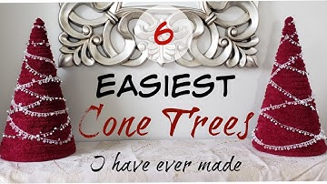 Easiest DIY Cone Trees. Made with Yarn. For Christmas or anytime.