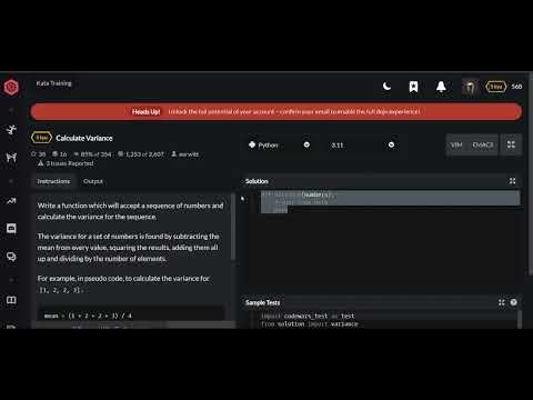 Codewars | Calculate Variance | Python 5 kyu