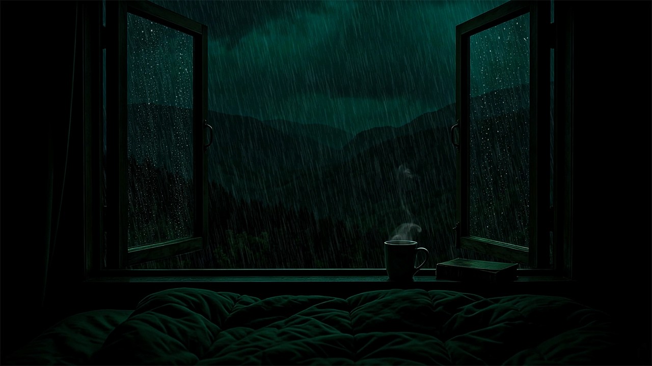 Gentle Night Rain in the Open Window Bedroom | Cozy Warm Ambience for Sleeping