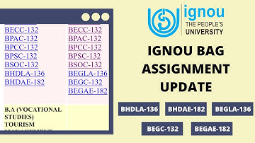 NEW UPDATE: IGNOU BAG ASSIGNMENT UPDATE | BHDLA-136 | BHDAE-182 | BEGAE-182 | BEGC-132 | BEGLA-136