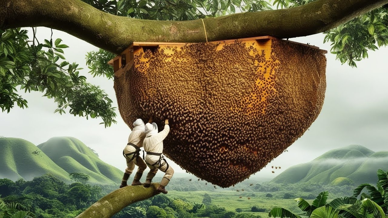 extreme wild honey hunt harvesting 2 honeycombs from a... Secrets of Tree Climbing to Harvest Giant Honeycombs in the Jungle ...