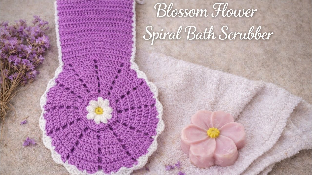 |آموزش لیف چرخشی مدل شکوفه بافت ساده وروان|🧽🧶🌹Easy and comfortable crochet pattern