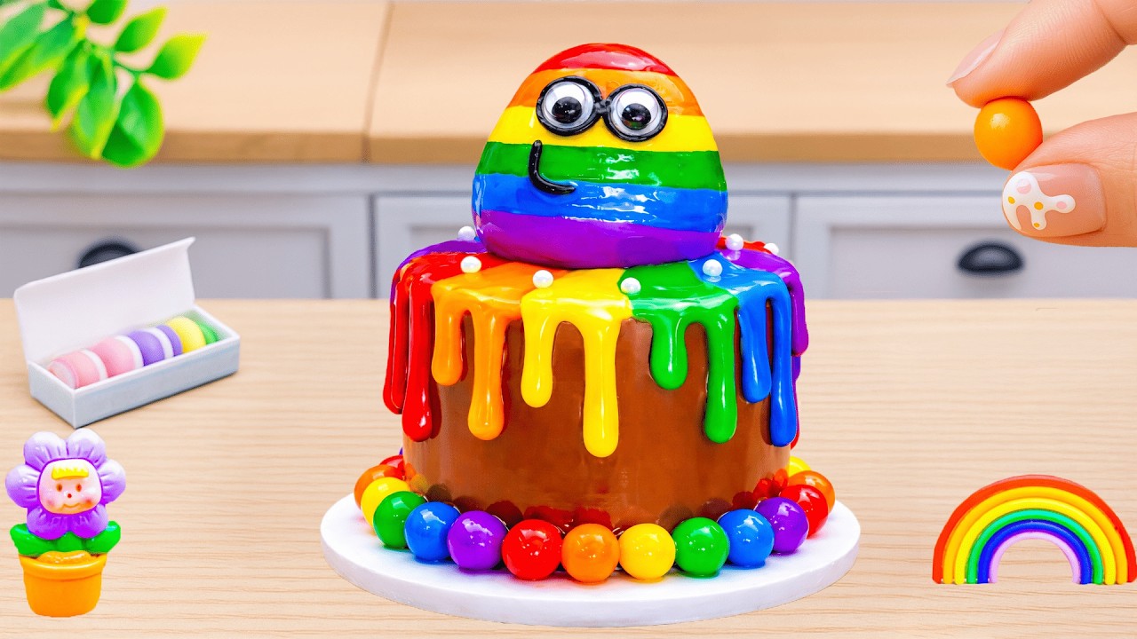 How to Make Rainbow Cake Recipe With Chocolate🌈Smooth Glossy Drip Cake ...