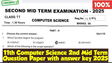 11th Computer Science 2nd mid term question paper 2025|Vincent Info|