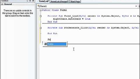 VB.NET Tutorial Password Generator In The Making
