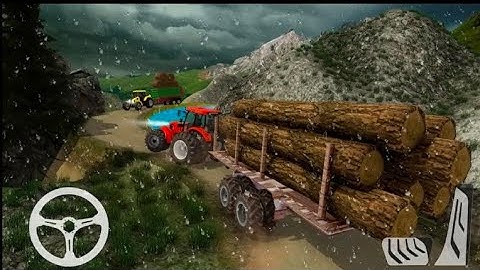 Hill Tractor Trolley Simulator | Transporting woods | Android gameplay