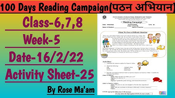CLASS-6,7,8|#100 days #Reading Campaign|#Activity  worksheet-25,#Date-16/2|22
